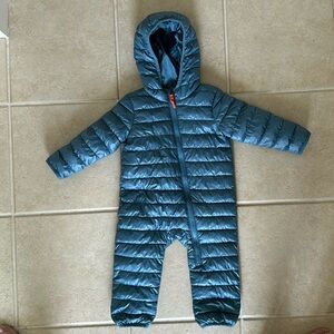Primary lightweight puffer suit - slate blue 6-12 months